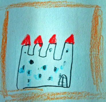Der Anblick der Burg Bratislava von einem Kind gezeichnet