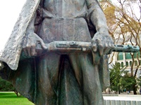 The statue of the fighter in the Slovak National Uprising going to defend the people against the Fascist regime and the Nazi occupation.