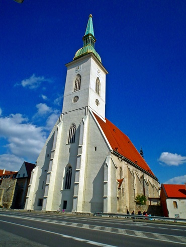 The façade of the St.Martin’s Cathedral in Bratislava.